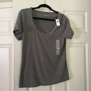 Women’s Old Navy Grey Fitted Rib-Knit Scoop Neck T Shirt Size XL